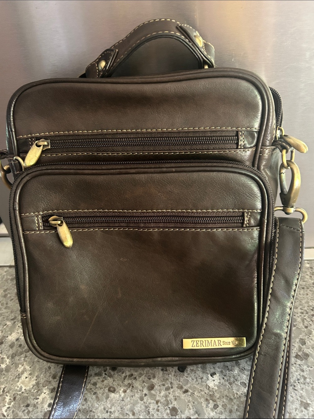 VINTAGE Brown Leather Messenger Bag for Men